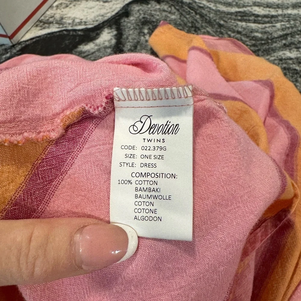 DEVOTON TWINS Maxi OS waistless sleeveless pink and orange sorbet summer dress